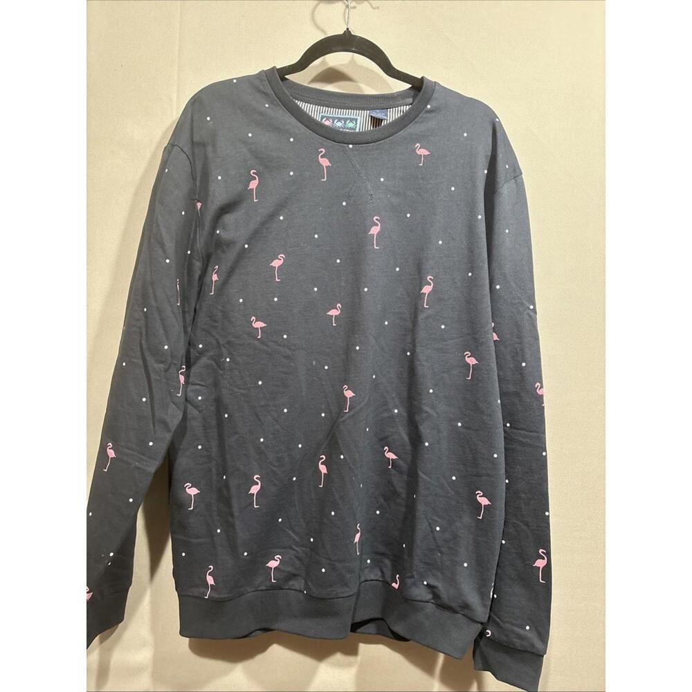 Charleston Threads Blue Men’s Sz L Cotton Blend Sweater Flamingos